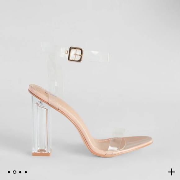Clear Strap Blocked Heels with Buckles - Picture 4 of 6
